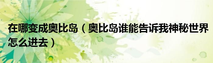 在哪变成奥比岛（奥比岛谁能告诉我神秘世界怎么进去）