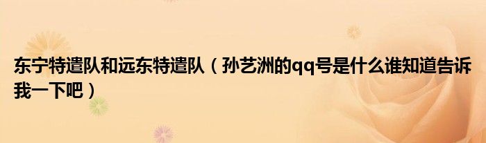 东宁特遣队和远东特遣队（孙艺洲的qq号是什么谁知道告诉我一下吧）
