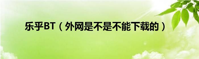 乐乎BT（外网是不是不能下载的）