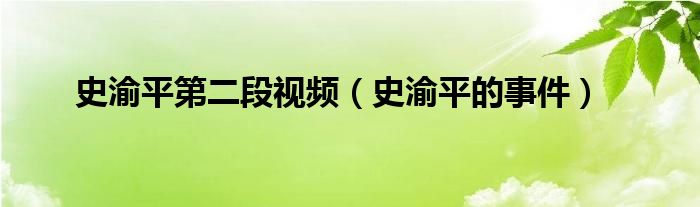 史渝平第二段视频（史渝平的事件）