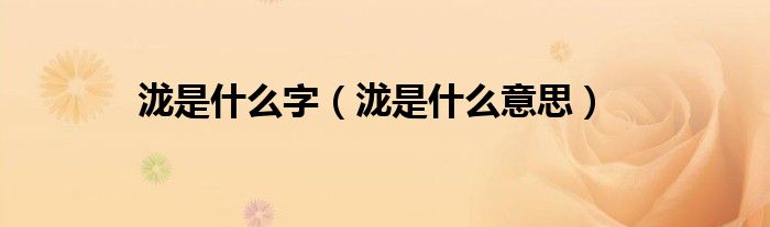 泷是什么字（泷是什么意思）