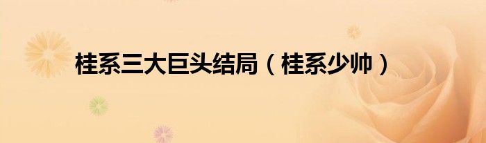桂系三大巨头结局（桂系少帅）