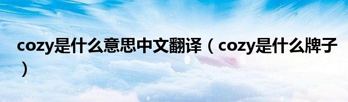cozy是什么意思中文翻译（cozy是什么牌子）