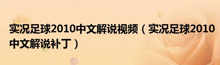 实况足球2010中文解说视频（实况足球2010中文解说补丁）