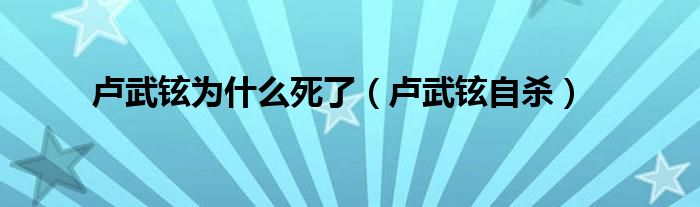 卢武铉为什么死了（卢武铉自杀）