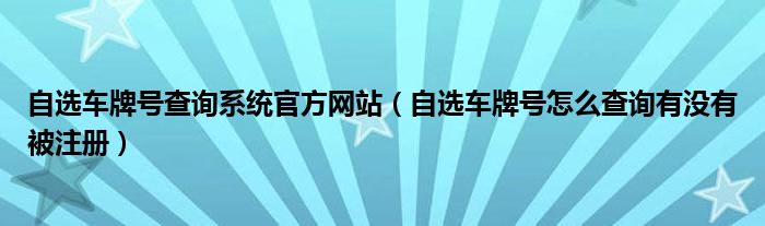 自选车牌号查询系统官方网站（自选车牌号怎么查询有没有被注册）