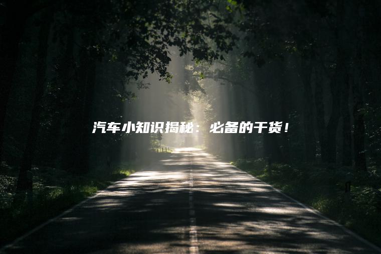 汽车小知识揭秘：必备的干货！