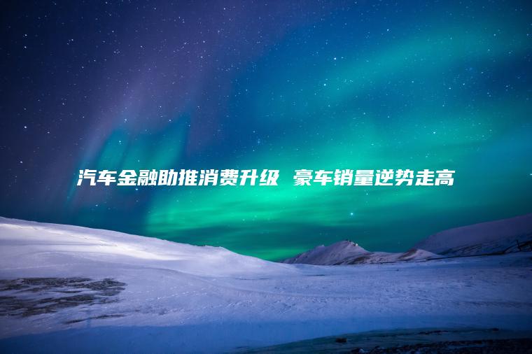 汽车金融助推消费升级 豪车销量逆势走高