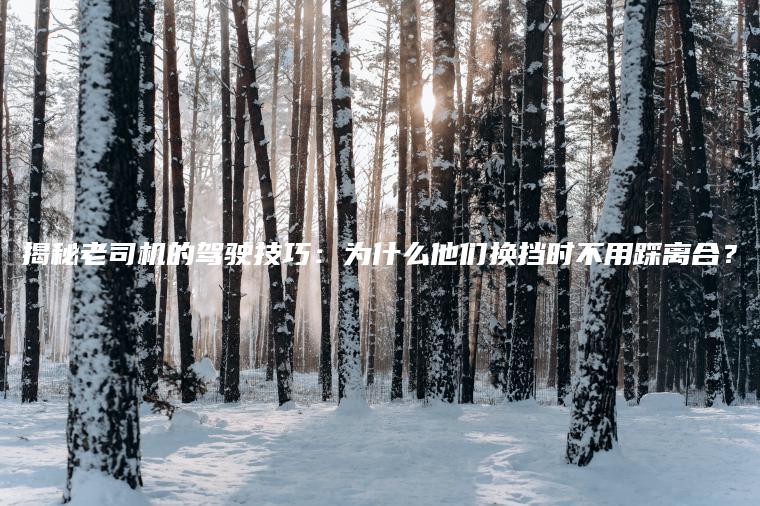 揭秘老司机的驾驶技巧：为什么他们换挡时不用踩离合？