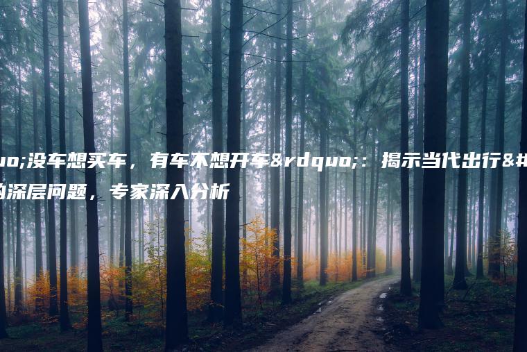 “没车想买车，有车不想开车”：揭示当代出行心态的深层问题，专家深入分析